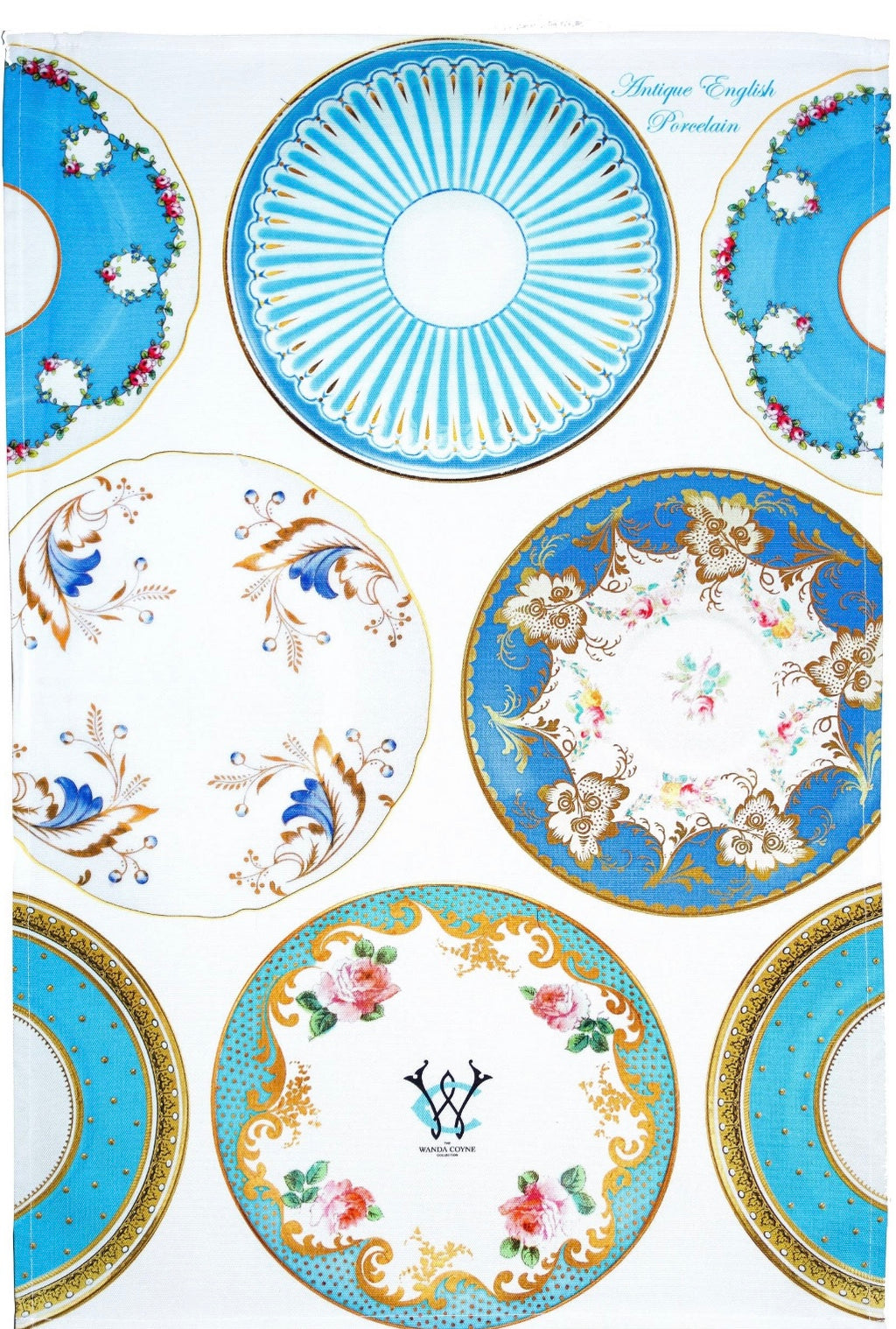 Wanda Coyne Antiques English porcelain print tea towel