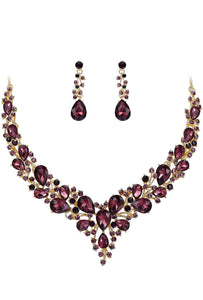 Victorian style garnet colored fashion jewelry set