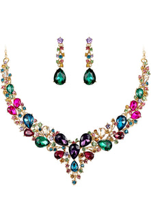 Victorian style multicolored crystal jewelry set