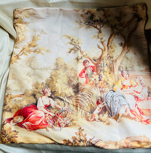 18th Century French young people relaxing cushion cover
